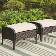 Vastcarterllc 6-Piece Outdoor Patio Furniture Set with 3-Seat Sofa, Swivel Chairs & Ottomans, 7-Person Outdoor Conversation Set with Cushions, Black & Beige