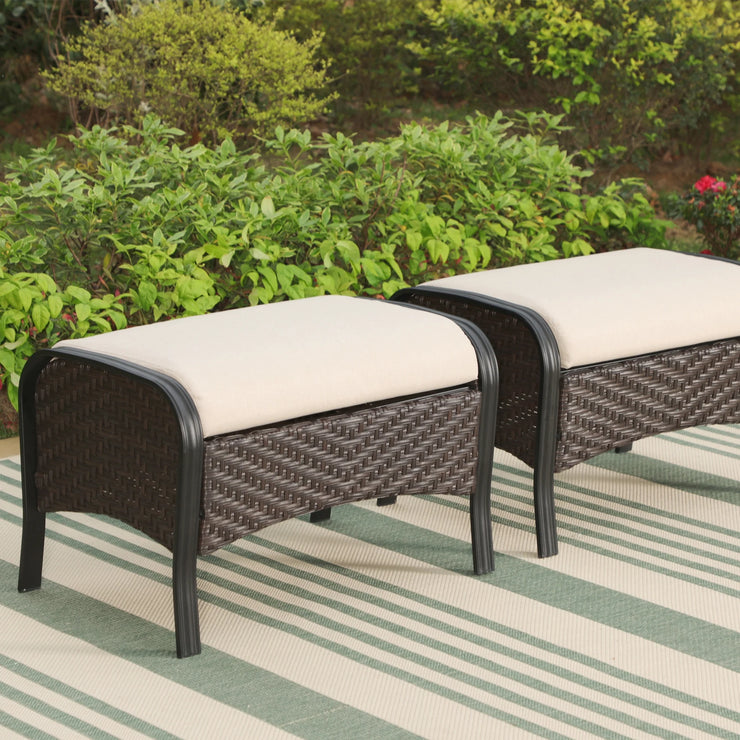 Vastcarterllc 6-Piece Outdoor Patio Furniture Set with 3-Seat Sofa, Swivel Chairs & Ottomans, 7-Person Outdoor Conversation Set with Cushions, Black & Beige