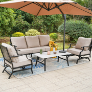 5-Seat Patio Conversation Set Metal Outdoor Furniture Sofa Set for 5 Person Beige