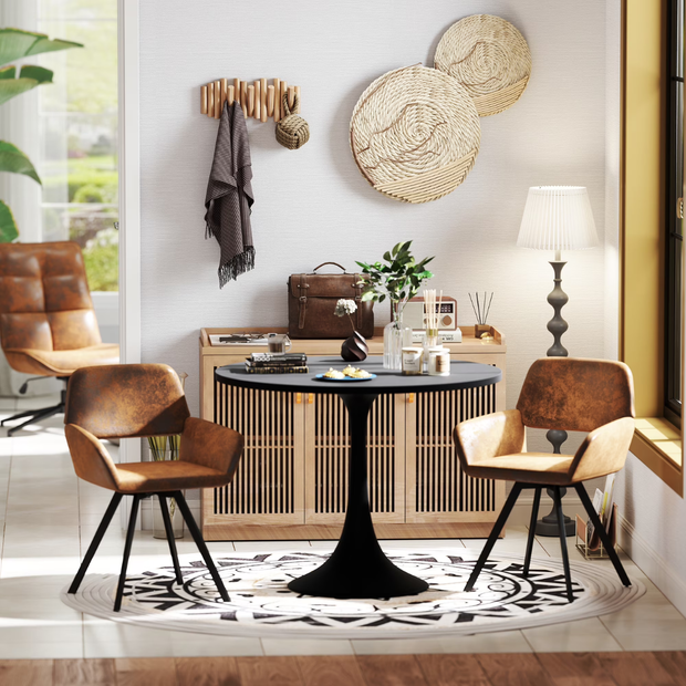 Patio Swivel Chairs Set of 2, Outdoor Dining Chairs for Yard Backyard Lawn Porch Poolside Balcony, Brown