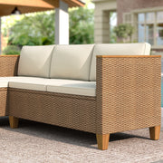 3-Piece Patio Furniture Conversation Set, All-Weather Wicker Outdoor Sectional Sofa Set with Table & Cushions, Beige