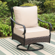 Vastcarterllc 6-Piece Outdoor Patio Furniture Set with 3-Seat Sofa, Swivel Chairs & Ottomans, 7-Person Outdoor Conversation Set with Cushions, Black & Beige