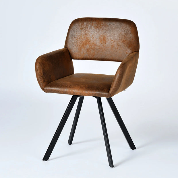 Patio Swivel Chairs Set of 2, Outdoor Dining Chairs for Yard Backyard Lawn Porch Poolside Balcony, Brown