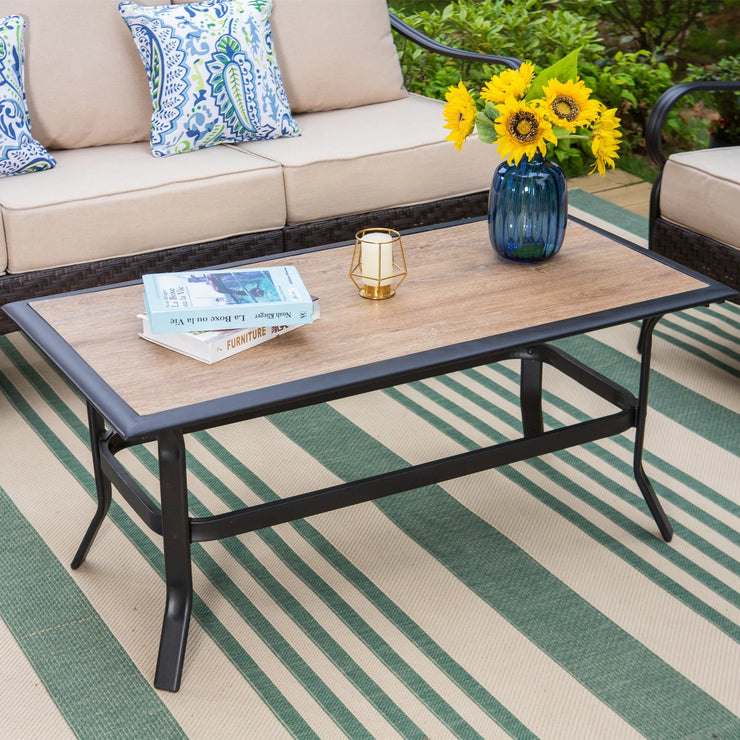 Vastcarterllc 6-Piece Outdoor Patio Furniture Set with 3-Seat Sofa, Swivel Chairs & Ottomans, 7-Person Outdoor Conversation Set with Cushions, Black & Beige